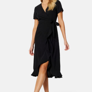 Flounce Midi Wrap Dress