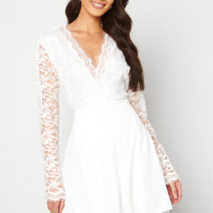 Lace Bodice Wrap Skater Dress