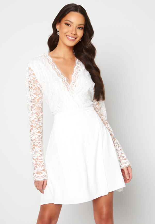 Lace Bodice Wrap Skater Dress