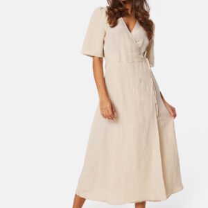 Linen Blend Wrap Dress