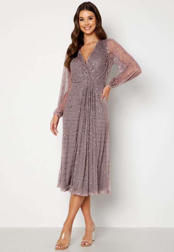 Long Sleeve Sequin Midi Dress
