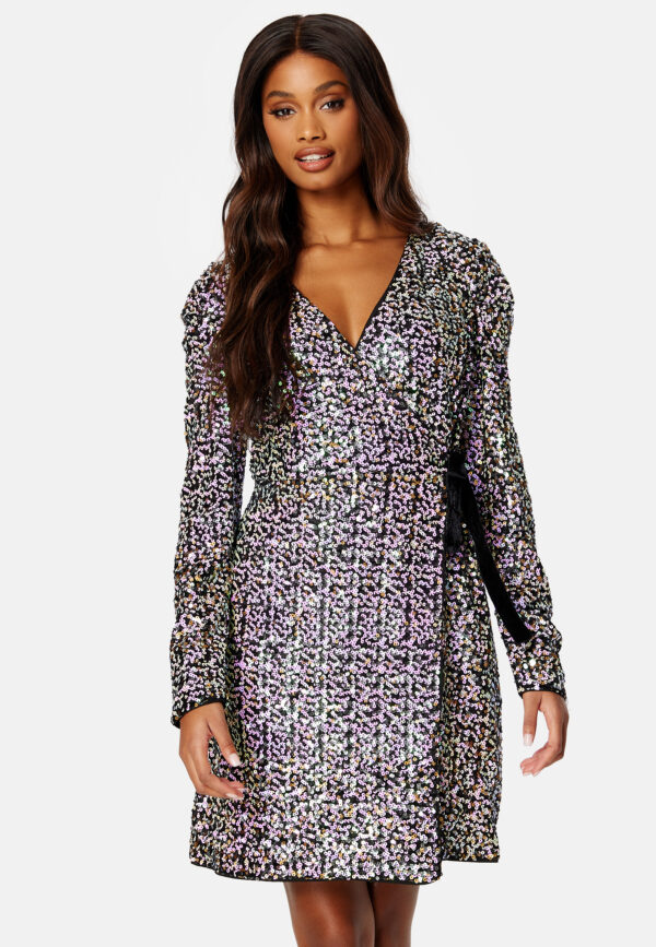 Multiseq LS Wrap Dress