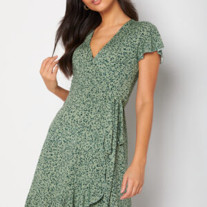 Naomi wrap mini flounce dress