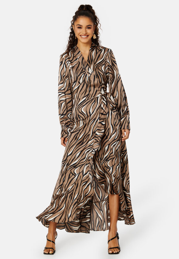 Papaya L/S Wrap Long Dress