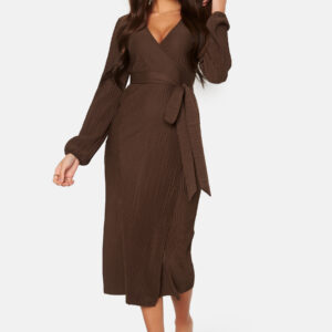 Pleated Wrap Midi Dress