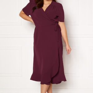Short Sleeve Wrap Frill Curve Dress