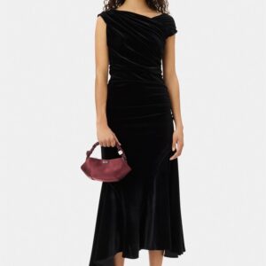 Velvet Jersey Ruched Crossover Dres